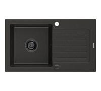Mexen Pablo fregadero de granito de 1 cubeta con escurridor 752 x 436 mm, negro/metálico dorado, sifón negro - 6510751010-75-B 16338 5905315013132