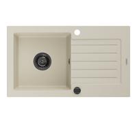 Mexen Pablo fregadero de granito de 1 seno con escurridor 752 x 436 mm, beige, sifón negro - 6510751010-69-B 16335 5905315013101