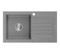 Mexen Pablo fregadero de granito de 1 seno con escurridor 752 x 436 mm, gris, sifón cromado - 6510751010-71 3488 5907709194427