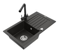 Mexen Pablo fregadero de granito de 1 seno con escurridor y grifo de cocina Duero, negro/dorado metálico - 6510-75-671600-70 17886 5905315024466
