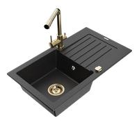 Mexen Pablo fregadero de granito de 1 seno con escurridor y grifo de cocina Duero, negro/plateado metalizado - 6510-73-671600-50 17859 5905315024398