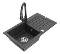 Mexen Pablo fregadero de granito de 1 seno con escurridor y grifo de cocina Elia, negro moteado - 6510-76-670101-76 19828 5905315029638