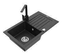 Mexen Pablo fregadero de granito de 1 seno con escurridor y grifo de cocina Rita, negro/plata metálica - 6510-73-670300-70 17327 5905315019288