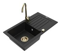Mexen Pablo fregadero de granito de 1 seno con escurridor y grifo de cocina Telma, negro - 6510-77-670200-50 6265 5907709160286