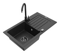 Mexen Pablo fregadero de granito de 1 seno con escurridor y grifo de cocina Telma, negro/plata - 6510-73-670200-70-B 18325 5905315014993