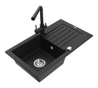 Mexen Pablo fregadero de granito de 1 tarja con escurridor y grifo de cocina Duero, negro - 6510-77-671600-70 17921 5905315024565