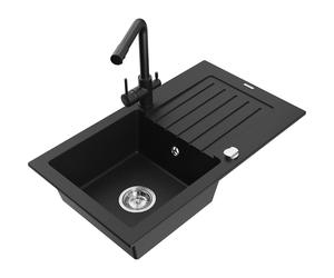 Mexen Pablo fregadero de granito de 1 tarja con escurridor y grifo de cocina Duero, negro - 6510-77-671600-70 17921 5905315024565