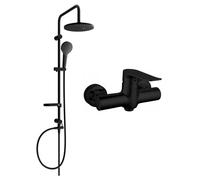 Mexen Pecos Erik conjunto de ducha de superficie con cabezal de lluvia y grifo de ducha, negro - 72740205-70 6093 5907709181762