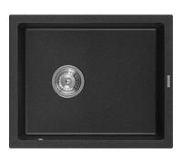 Mexen Pedro fregadero de granito de 1 compartimento 560 x 460 mm, negro/plateado metálico, sifón cromo - 6508561000-73 4000 5907709194274