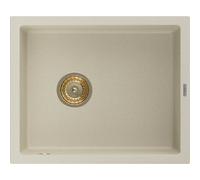 Mexen Pedro fregadero de granito de 1 cubeta 560 x 460 mm, beige, sifón dorado - 6508561000-69-G 16175 5905315011848