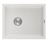 Mexen Pedro fregadero de granito de 1 cubeta 560 x 460 mm, blanco, sifón cromado - 6508561000-20 3997 5907709194236