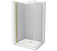 Mexen Pretoria cabina de ducha abatible 80 x 100 cm, transparente, oro + plato de ducha plano - 852-080-100-50-00-4010 4666 5907709175839
