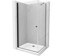 Mexen Pretoria cabina de ducha abatible 90 x 70 cm, transparente, negra + plato de ducha Flat - 852-090-070-70-00-4010B 15528 5905315578419