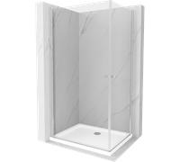 Mexen Pretoria Duo cabina de ducha abatible 90 x 80 cm, transparente, cromo + plato de ducha Flat - 852-090-080-01-02-4010 13310 5907709165694