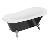 Mexen Retro bañera exenta 150 x 73 cm, blanca/negra, patas cromadas - 53251507375-00 2433 5907709106475