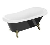 Mexen Retro bañera exenta 150 x 73 cm, blanca/negra, patas doradas - 53251507375-50 2435 5907709106499