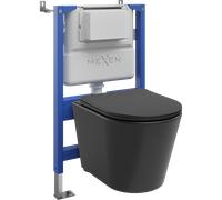 Mexen Rico conjunto de empotramiento WC bastidor neumático Tex Air XS-F con taza WC Tornado y asiento de cierre suave, negro 101367 5907931048611