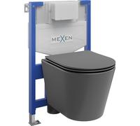 Mexen Rico conjunto empotrado WC bastidor Fenix XS-F con taza WC y asiento de cierre suave, gris oscuro mate - 68030724071 13113 5907709163898