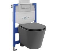 Mexen Rico conjunto empotrado WC bastidor Fenix XS-U con taza WC y asiento de cierre suave, gris oscuro mate - 68530724071 13031 5907709163669