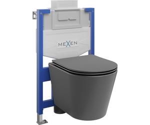 Mexen Rico conjunto empotrado WC bastidor Fenix XS-U con taza WC y asiento de cierre suave, gris oscuro mate - 68530724071 13031 5907709163669