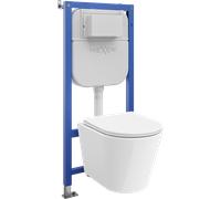 Mexen Rico conjunto empotrado WC bastidor neumático Tex Air E con taza WC y asiento de cierre lento, blanco - 610930720300A 101301 5907931046365
