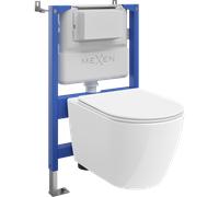 Mexen Rico conjunto empotrado WC bastidor neumático Tex Air XS-F con inodoro 2.0 Tornado y asiento de cierre suave, blanco 101278 5907931045337