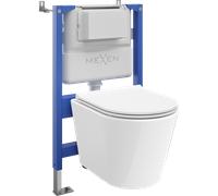 Mexen Rico conjunto empotrado WC bastidor neumático Tex Air XS-F con taza WC Tornado y asiento de cierre suave, blanco - 101342 5907931046778