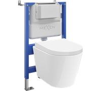 Mexen Rico conjunto empotrado WC bastidor neumático Tex Air XS-F con taza WC y asiento con cierre suave, blanco - 610830720200A 101294 5907931046297