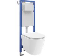 Mexen Rico conjunto empotrado WC estructura estrecha, esquinero Tex W con taza WC y asiento de cierre suave, blanco 101307 5907931046426