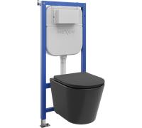 Mexen Rico conjunto empotrado WC estructura neumática Tex Air E con taza WC y asiento de cierre suave, negro mate 101350 5907931048444