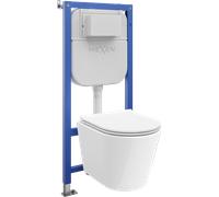 Mexen Rico juego empotrado WC bastidor neumático Tex Air E con inodoro y asiento de cierre suave, blanco - 610930720500A 101309 5907931046440