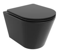 Mexen Rico taza WC sin reborde con asiento de cierre suave delgado, duroplast, negro mate - 30721085 4384 5907709128965
