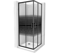 Mexen Rio cabina de ducha cuadrada 70 x 70 cm, bandas negras, negro + plato de ducha Flat, blanco - 860-070-070-70-20-4010B 14582 5907709148277