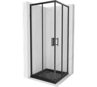 Mexen Rio cabina de ducha cuadrada 70 x 70 cm, transparente, negra + plato de ducha Flat, negro - 860-070-070-70-00-4070B 14709 5907709154124