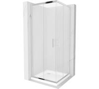 Mexen Rio cabina de ducha cuadrada 80 x 80 cm, escarcha, cromo + plato de ducha Flat, blanco - 860-080-080-01-30-4010 4849 5907709177192