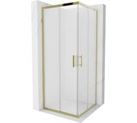 Mexen Rio cabina de ducha cuadrada 80 x 80 cm, escarcha, dorada - 860-080-080-50-30 14385 5907709147249