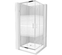 Mexen Rio cabina de ducha cuadrada 80 x 80 cm, franjas blancas, cromo + plato de ducha, blanco - 860-080-080-01-20-4510 13407 5907709166257