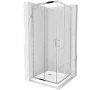 Mexen Rio cabina de ducha cuadrada 80 x 80 cm, transparente, cromo + plato de ducha Flat, blanco - 860-080-080-01-00-4010 4843 5907709177130