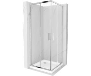 Mexen Rio cabina de ducha cuadrada 80 x 80 cm, transparente, cromo + plato de ducha Flat, blanco - 860-080-080-01-00-4010 4843 5907709177130