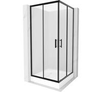 Mexen Rio cabina de ducha cuadrada 90 x 90 cm, escarcha, negra + plato de ducha, blanco - 860-090-090-70-30-4510 14459 5907709149892