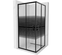 Mexen Rio cabina de ducha cuadrada 90 x 90 cm, franjas negras, negra - 860-090-090-70-20 14392 5907709147331