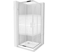 Mexen Rio cabina de ducha cuadrada 90 x 90 cm, rayas blancas, cromo + bañera plana, blanco - 860-090-090-01-20-4010 4847 5907709177178