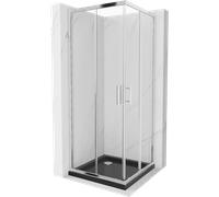 Mexen Rio cabina de ducha cuadrada 90 x 90 cm, transparente, cromo + plato de ducha plano, negro - 860-090-090-01-00-4070 13353 5907709165885