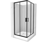 Mexen Rio cabina de ducha cuadrada 90 x 90 cm, transparente, negra + plato de ducha, blanco - 860-090-090-70-00-4510 13417 5907709166356