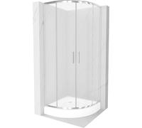 Mexen Rio cabina de ducha semicircular 70 x 70 cm, escarcha, cromo + plato de ducha, blanco - 863-070-070-01-30-4710 13390 5907709166127