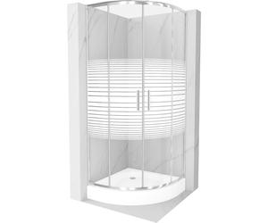 Mexen Rio cabina de ducha semicircular 70 x 70 cm, franjas blancas, cromo + plato de ducha, blanco - 863-070-070-01-20-4710 13393 5907709166097