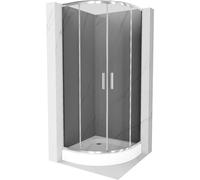 Mexen Rio cabina de ducha semicircular 70 x 70 cm, grafito, cromo + plato de ducha, blanco - 863-070-070-01-40-4710 13397 5907709166158