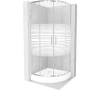 Mexen Rio cabina de ducha semicircular 70 x 70 cm, rayas blancas, cromo + plato de ducha , blanco - 863-070-070-01-20-4710 13393 5907709166097