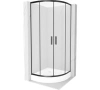 Mexen Rio cabina de ducha semicircular 80 x 80 cm, escarcha, negro + plato de ducha Rio, blanco - 863-080-080-70-30-4710 14448 5907709149793