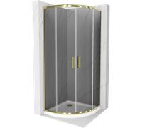 Mexen Rio cabina de ducha semicircular 80 x 80 cm, grafito, dorado + plato de ducha Flat, blanco - 863-080-080-50-40-4110G 14542 5907709147904